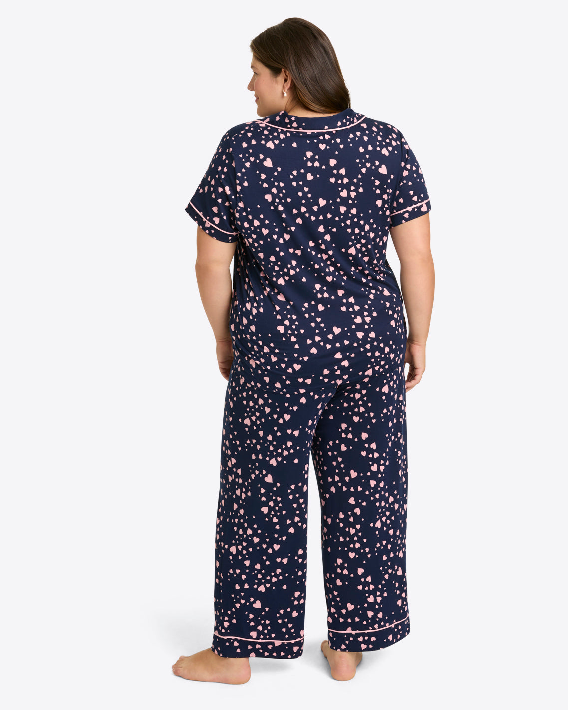 Linda Short Sleeve Pajama Set in Navy Hearts