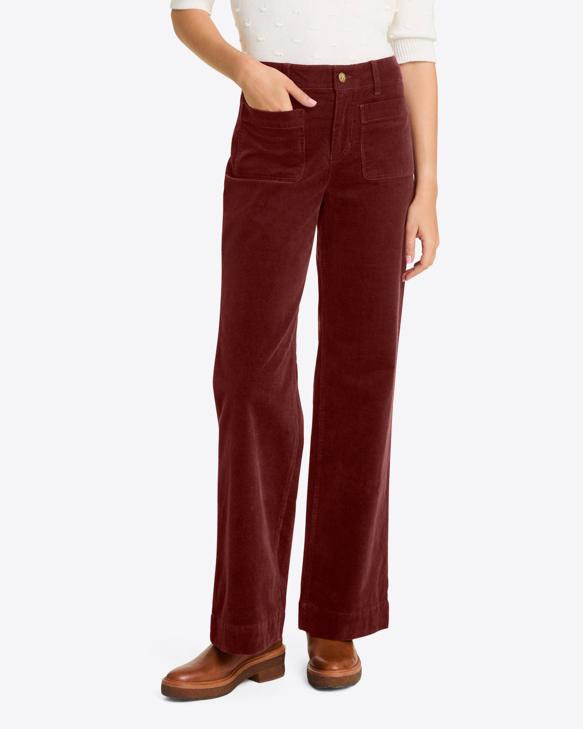 Patch Pocket Corduroy Wide Leg Pant