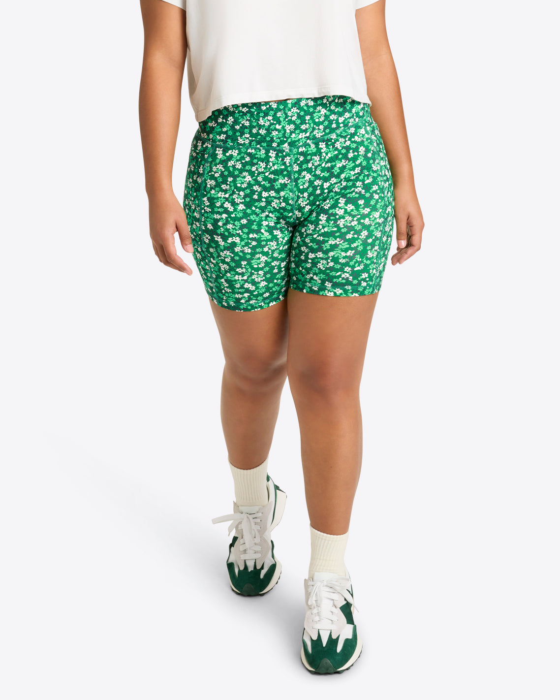 Bike Shorts in Green Wildflower Ditsy