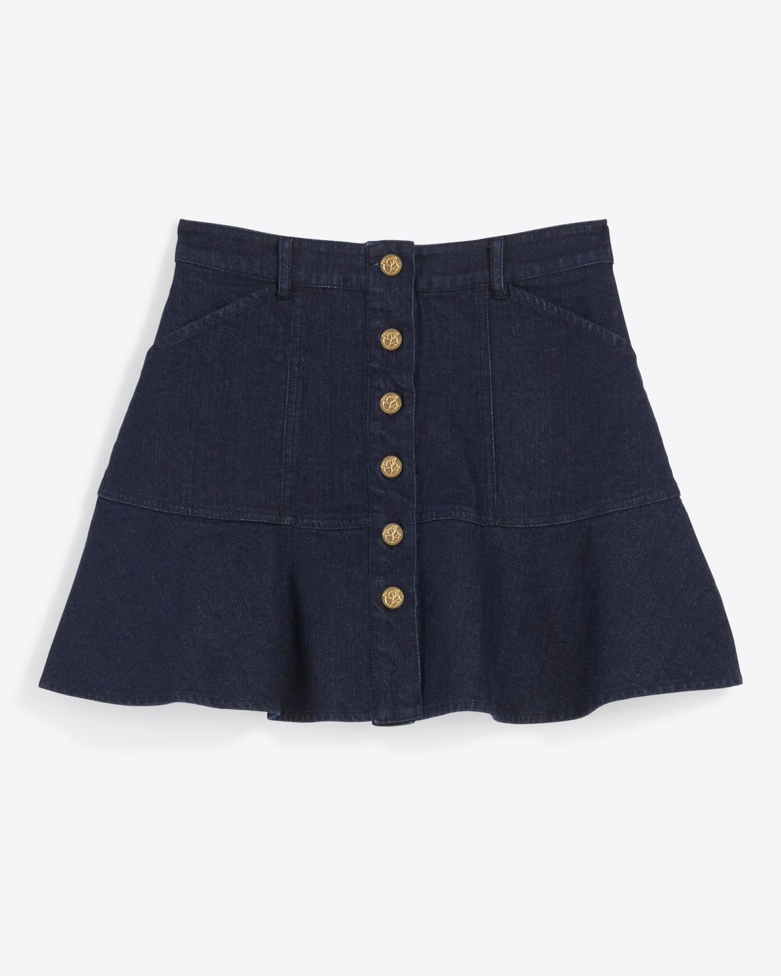 Peplum Mini Skirt Dark Wash