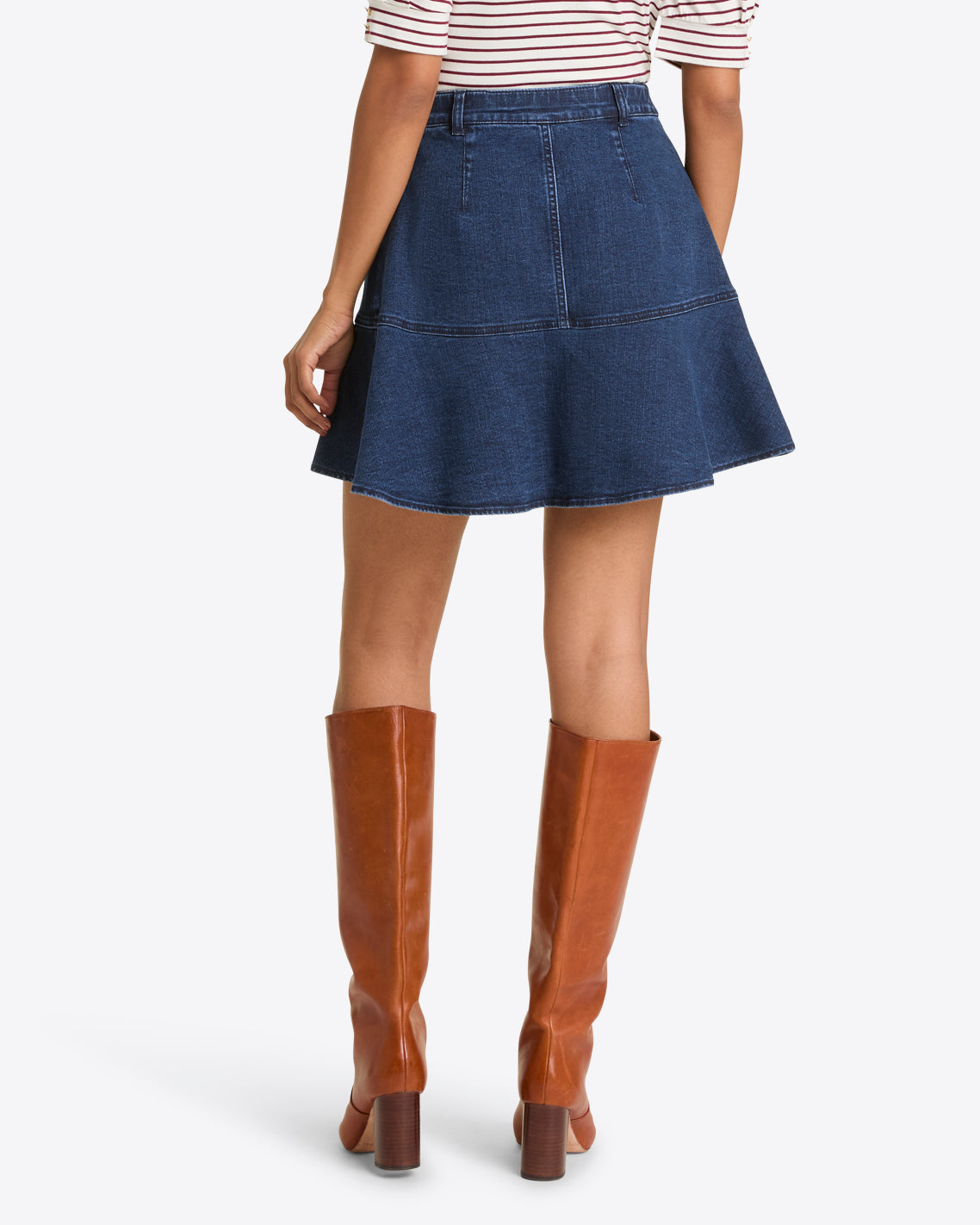 Button Front Denim Skirt