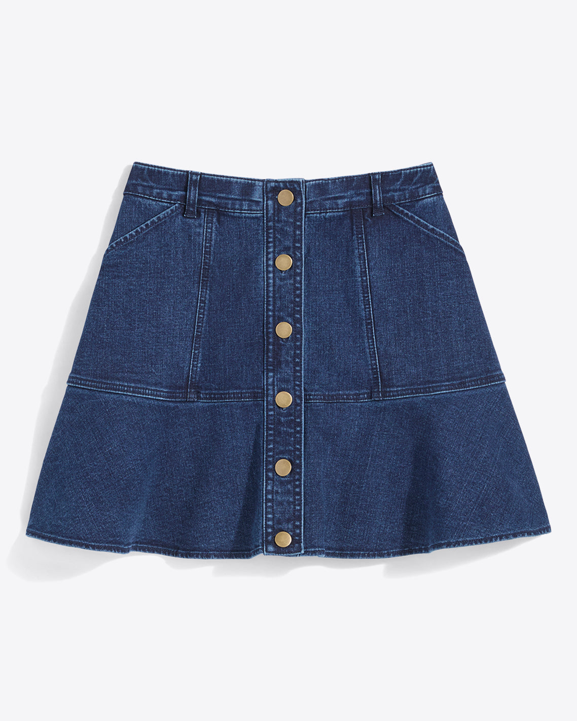 Button Front Denim Skirt