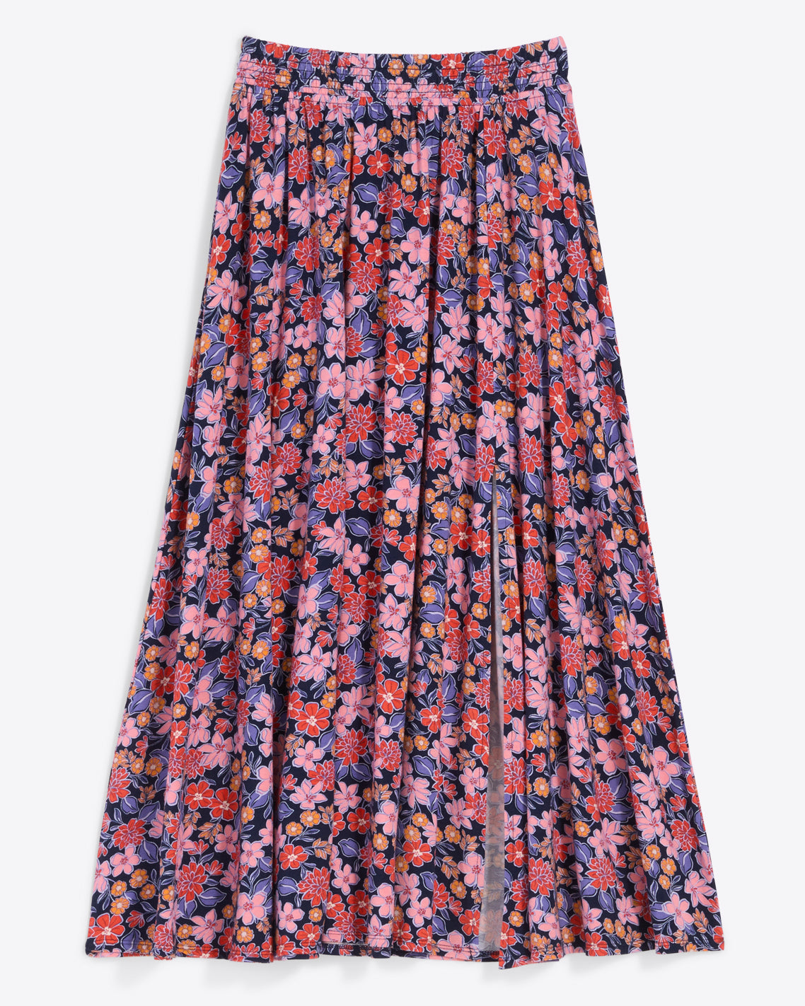 Knit Midi Skirt in Abstract Dahlia