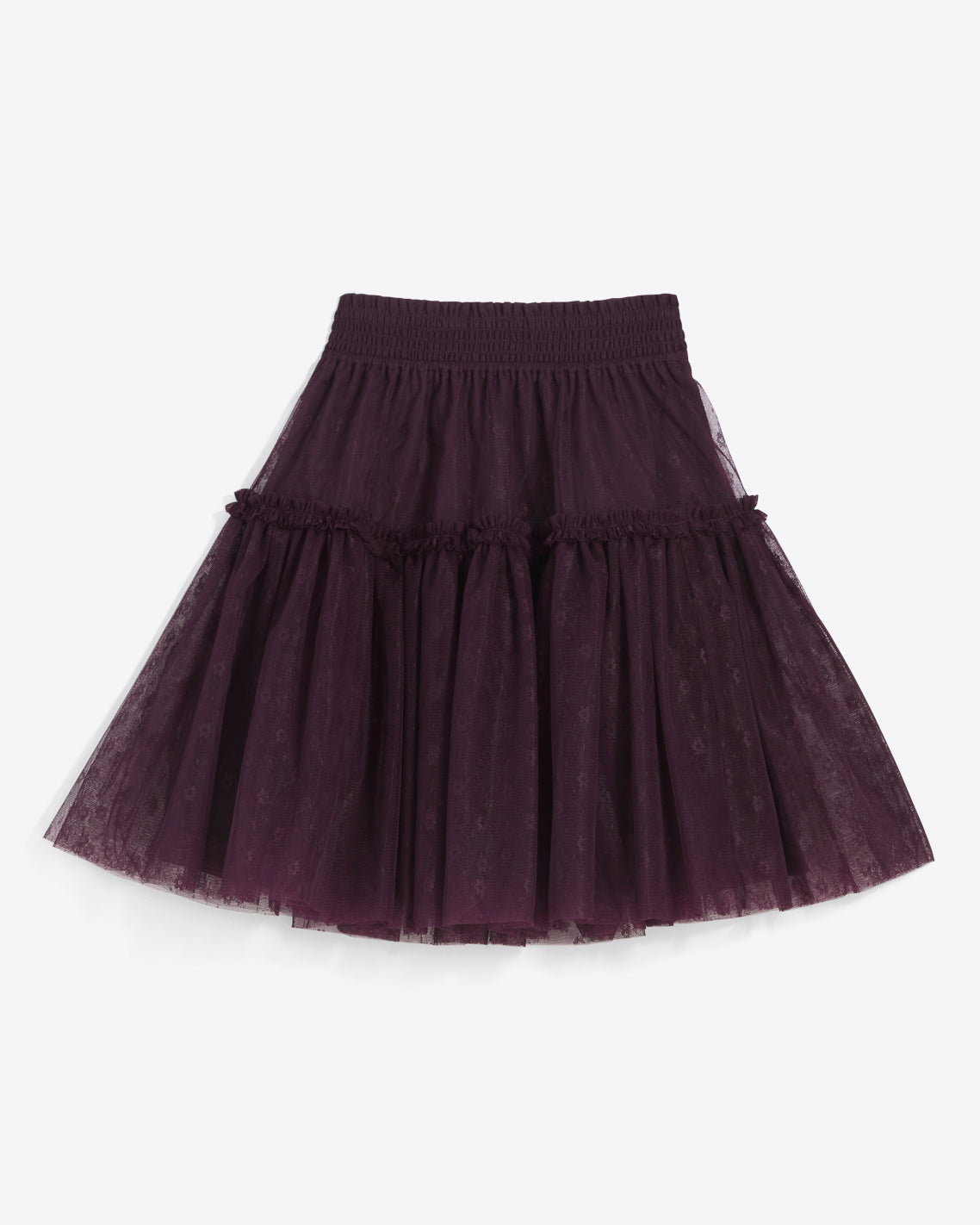 Mini Tiered Skirt in Plum Tulle