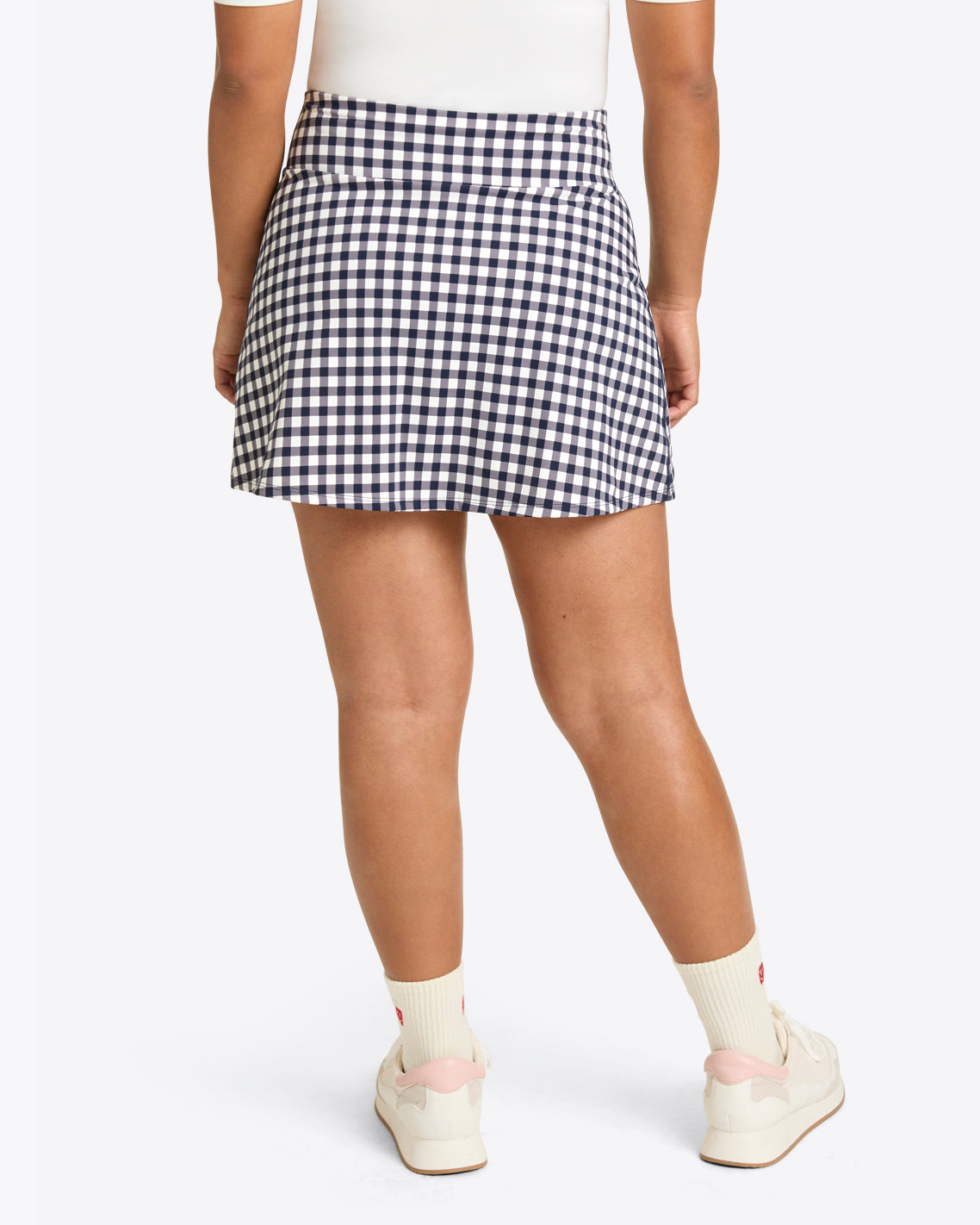 Side Slit Skort Navy Gingham