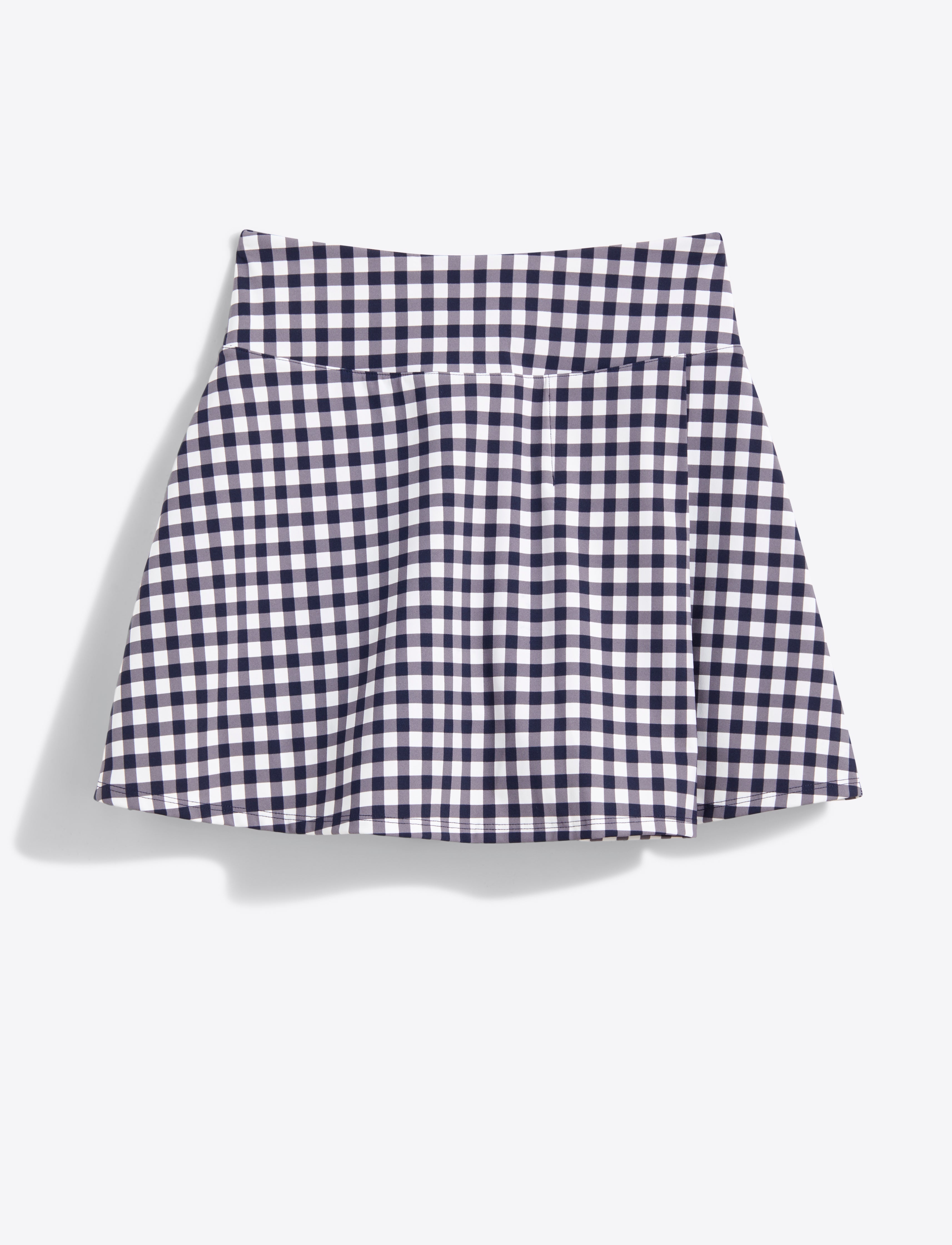 Side Slit Skort Navy Gingham