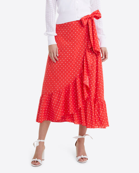 Ruffled Wrap Skirt in Red Polka Dot – Draper James