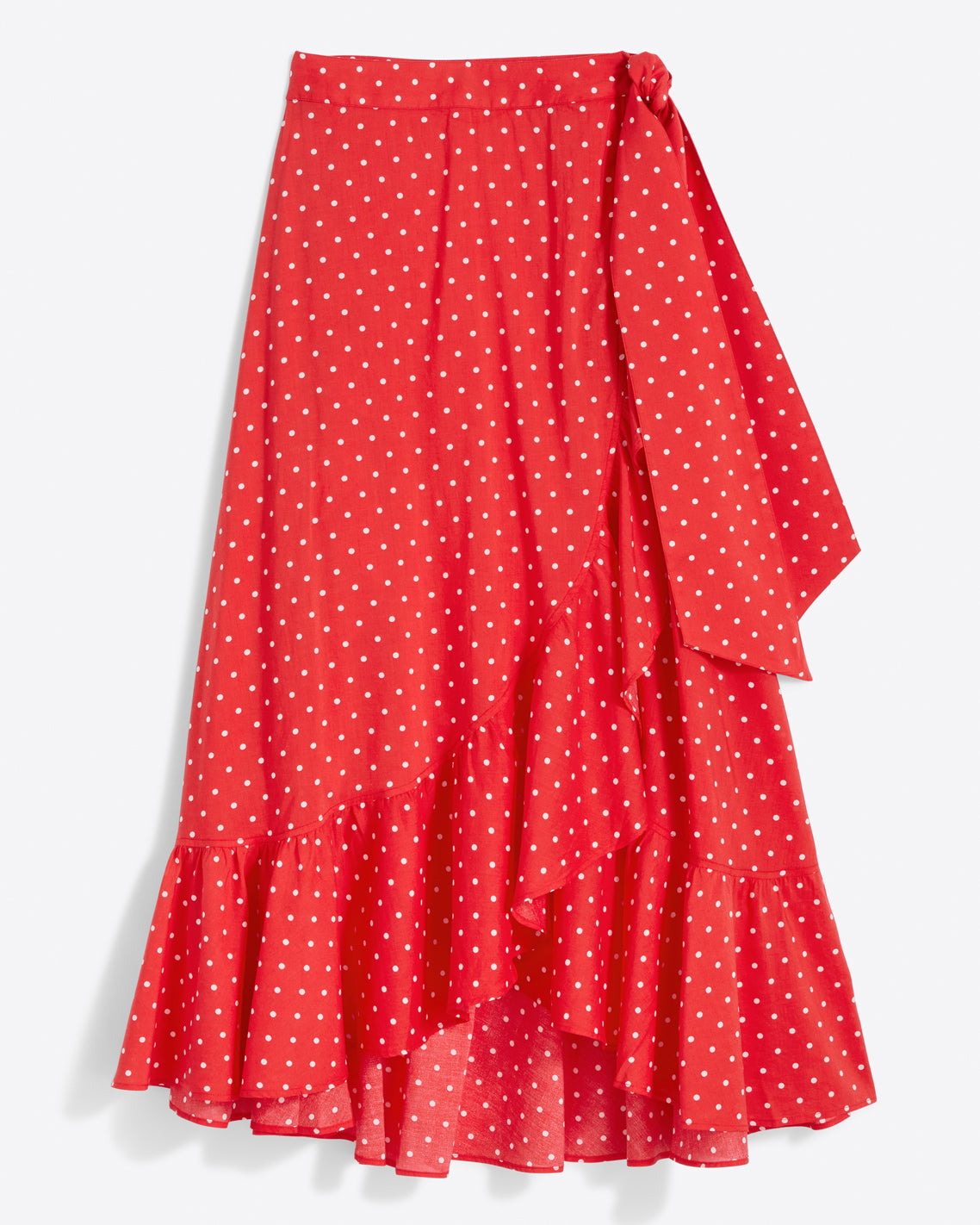 Ruffled Wrap Skirt in Red Polka Dot