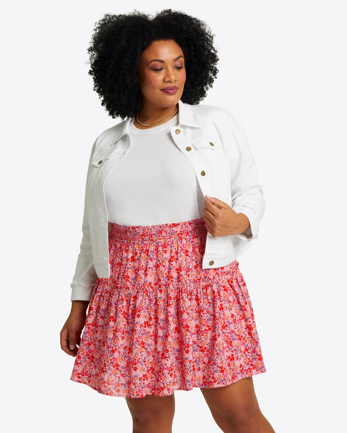 Pull On Mini Skirt in Pansy Floral