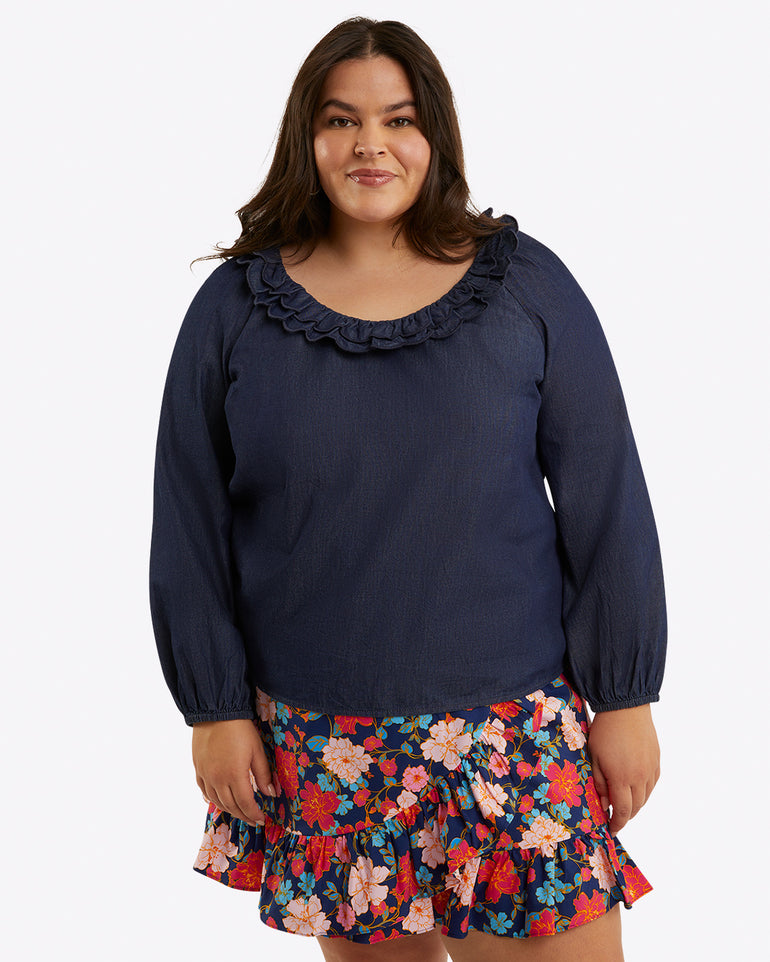 Ruffle Wrap Skirt in Stretch Poplin