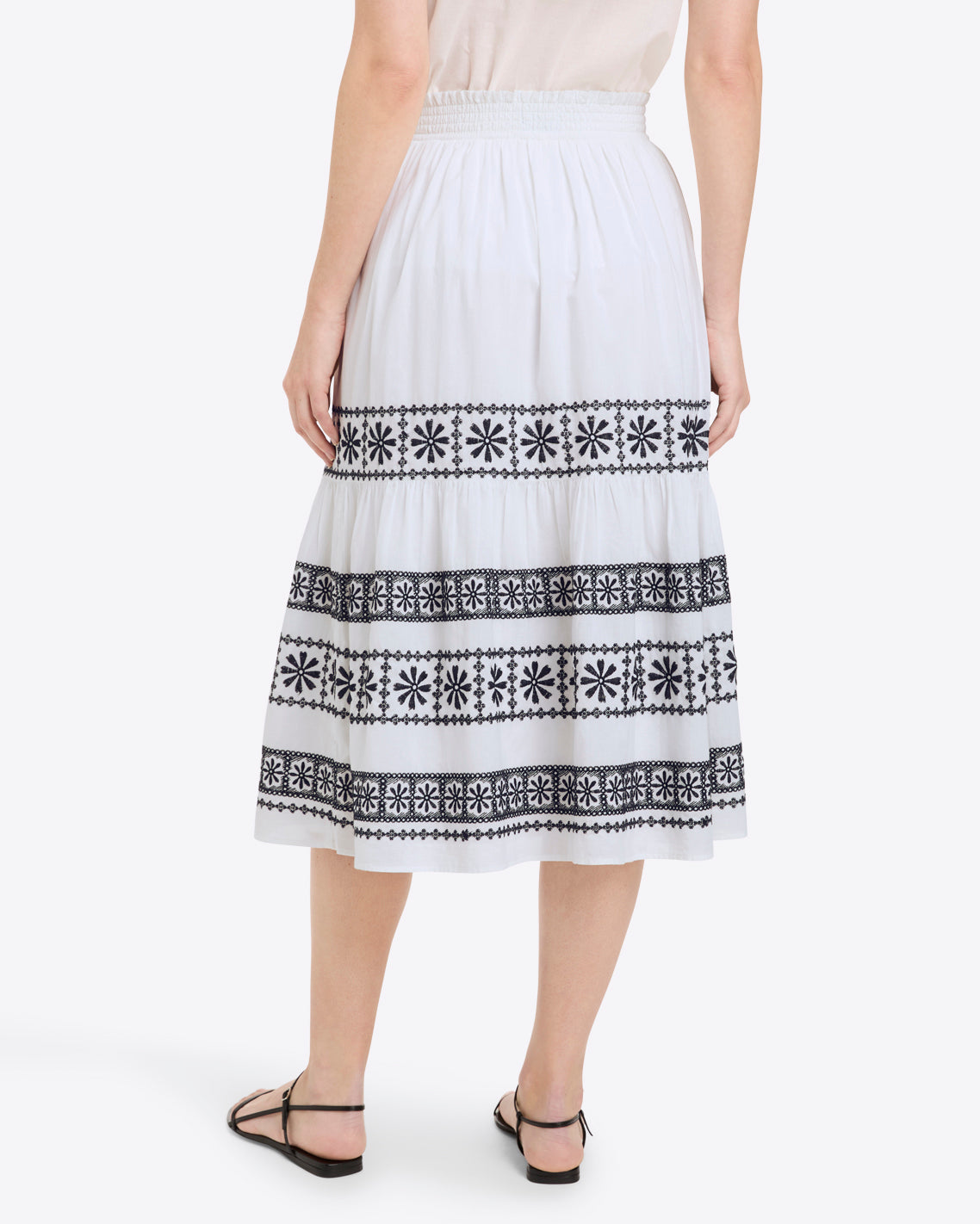 Midi Skirt Embroidered Cotton