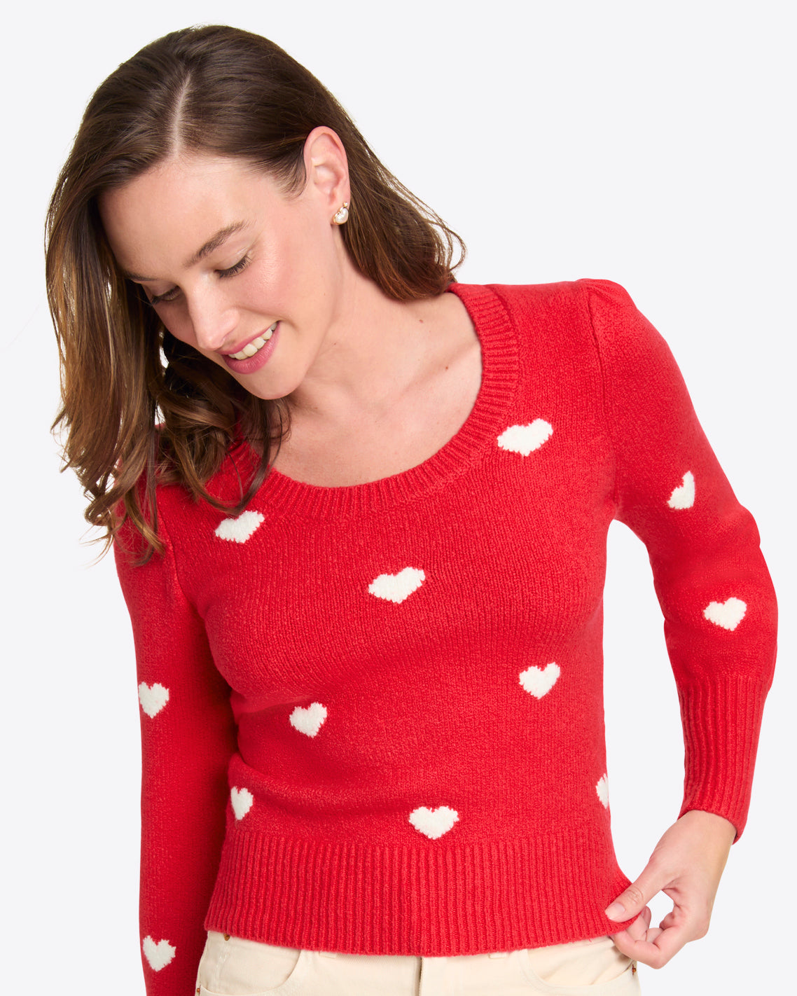 Puff Sleeve Heart Sweater
