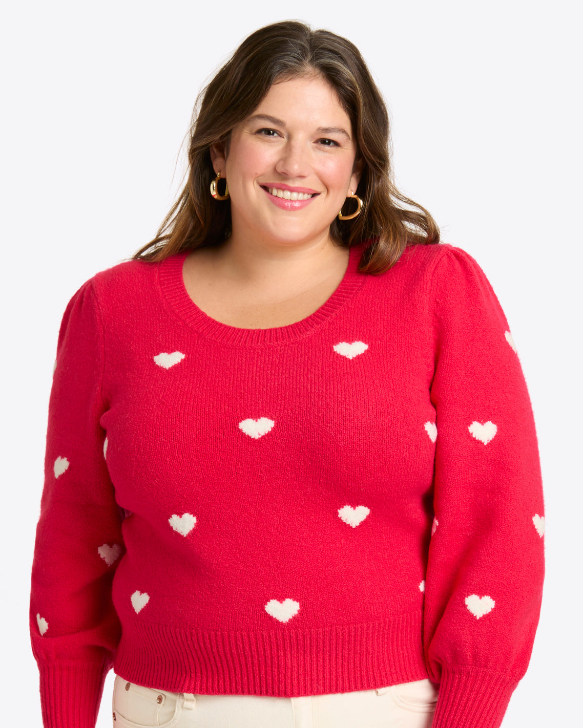 Puff Sleeve Heart Sweater