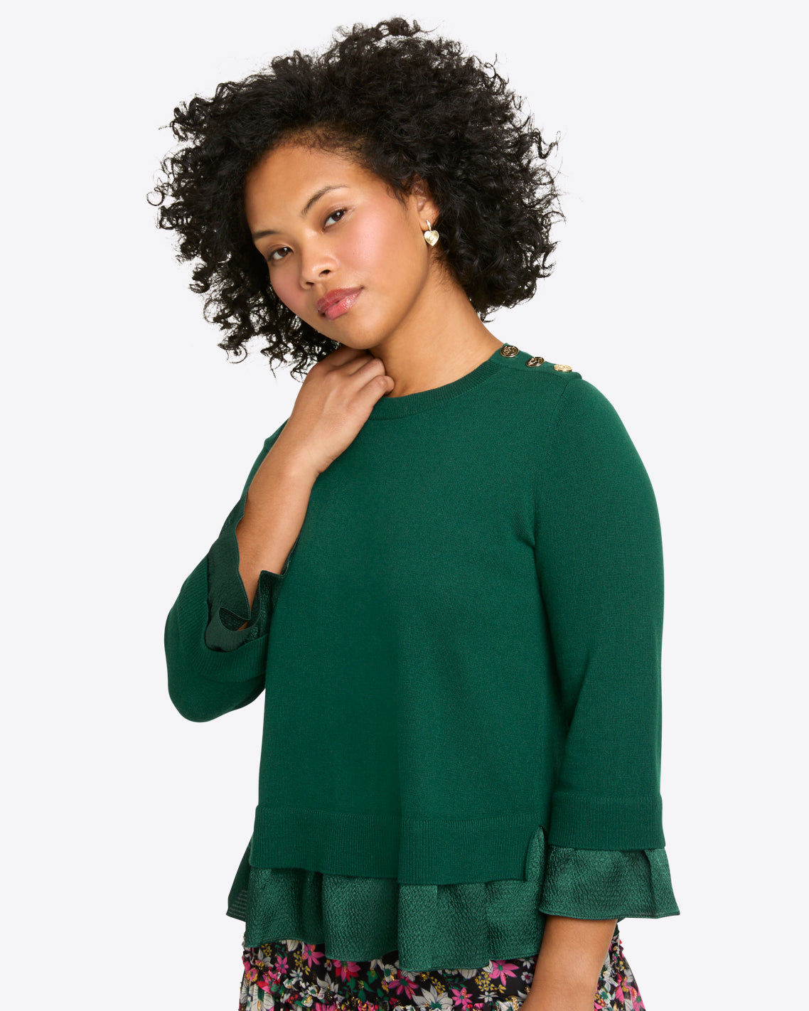 Mixed Media Sweater in Evergreen
