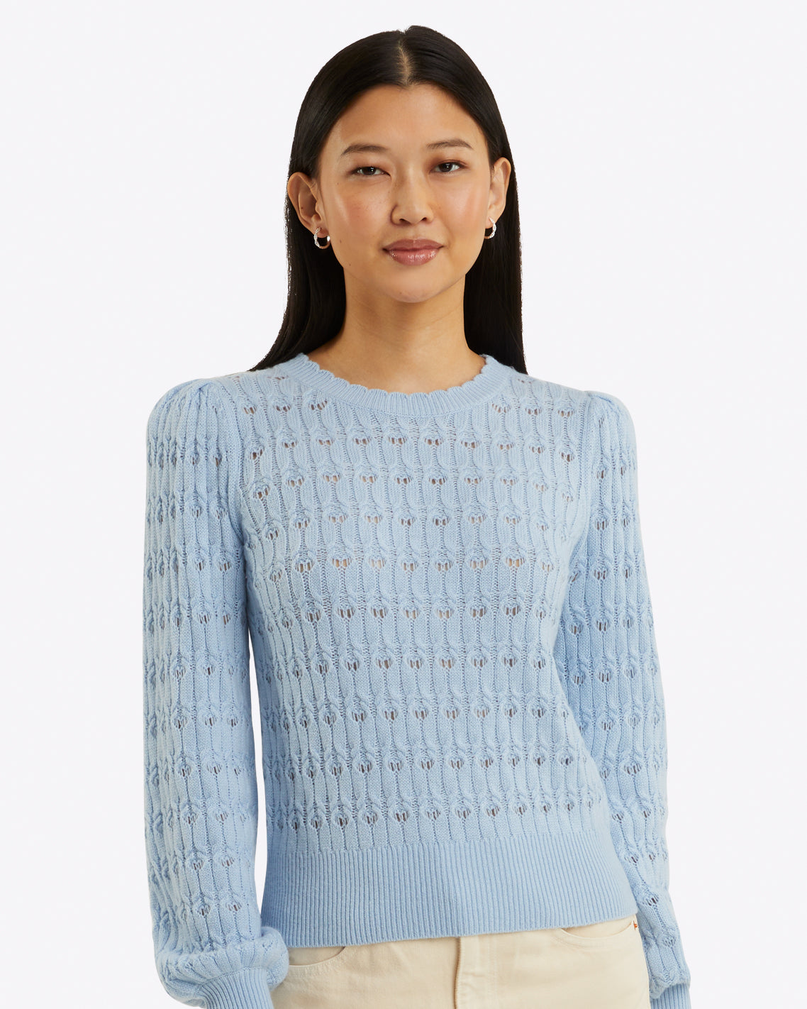 Puff Sleeve Sweater in Pointelle