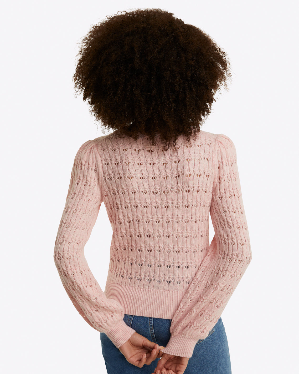 Puff Sleeve Sweater Pointelle