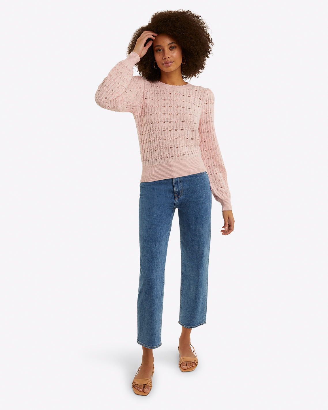 Puff Sleeve Sweater Pointelle