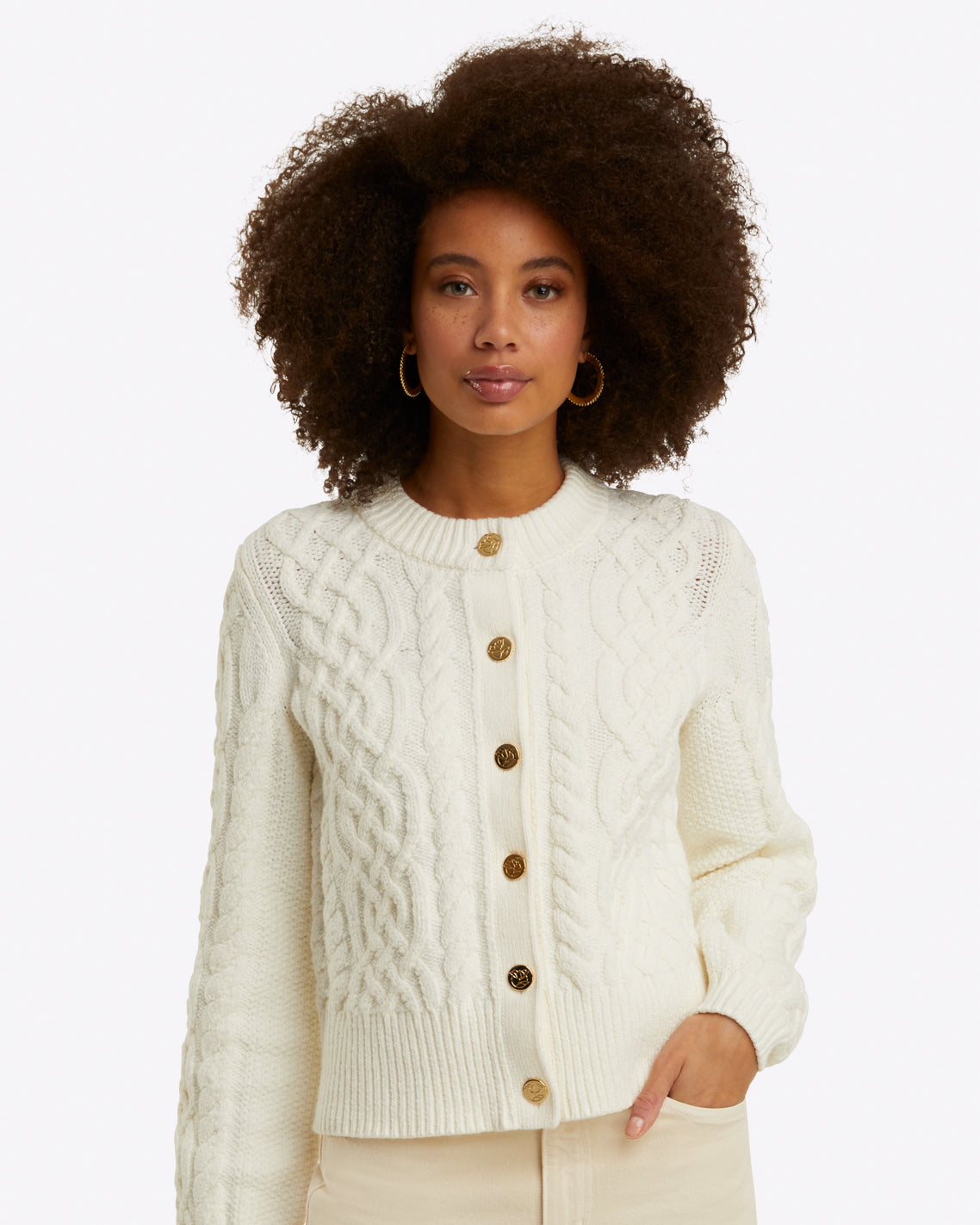 Cable Knit Cardigan in Cotton