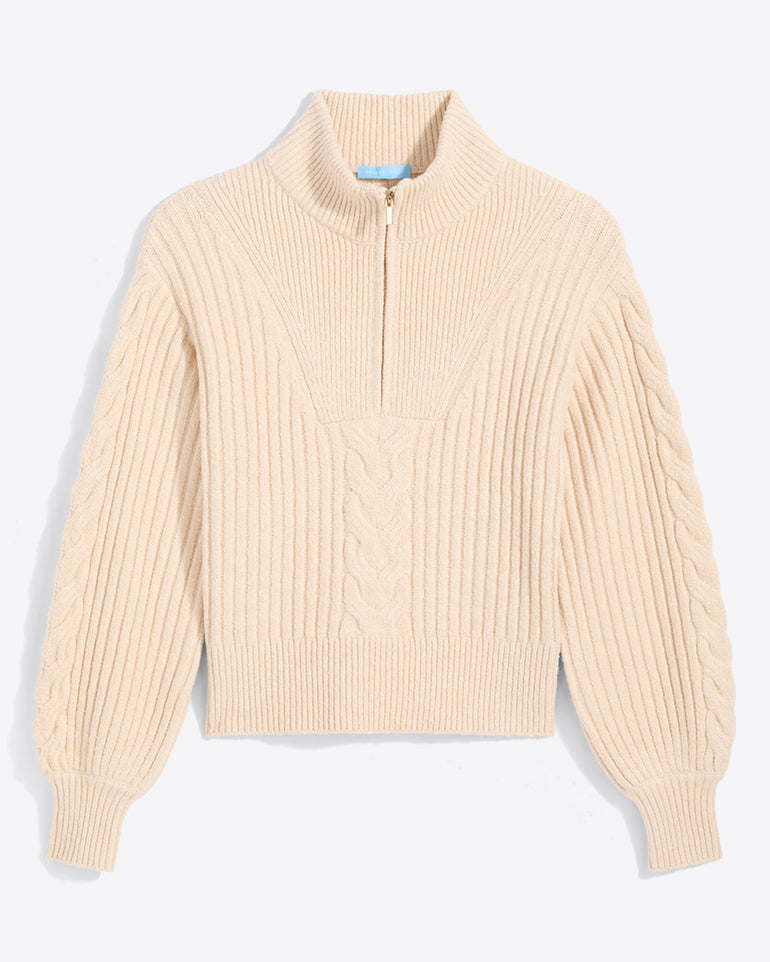 Quarter Zip Cableknit Sweater