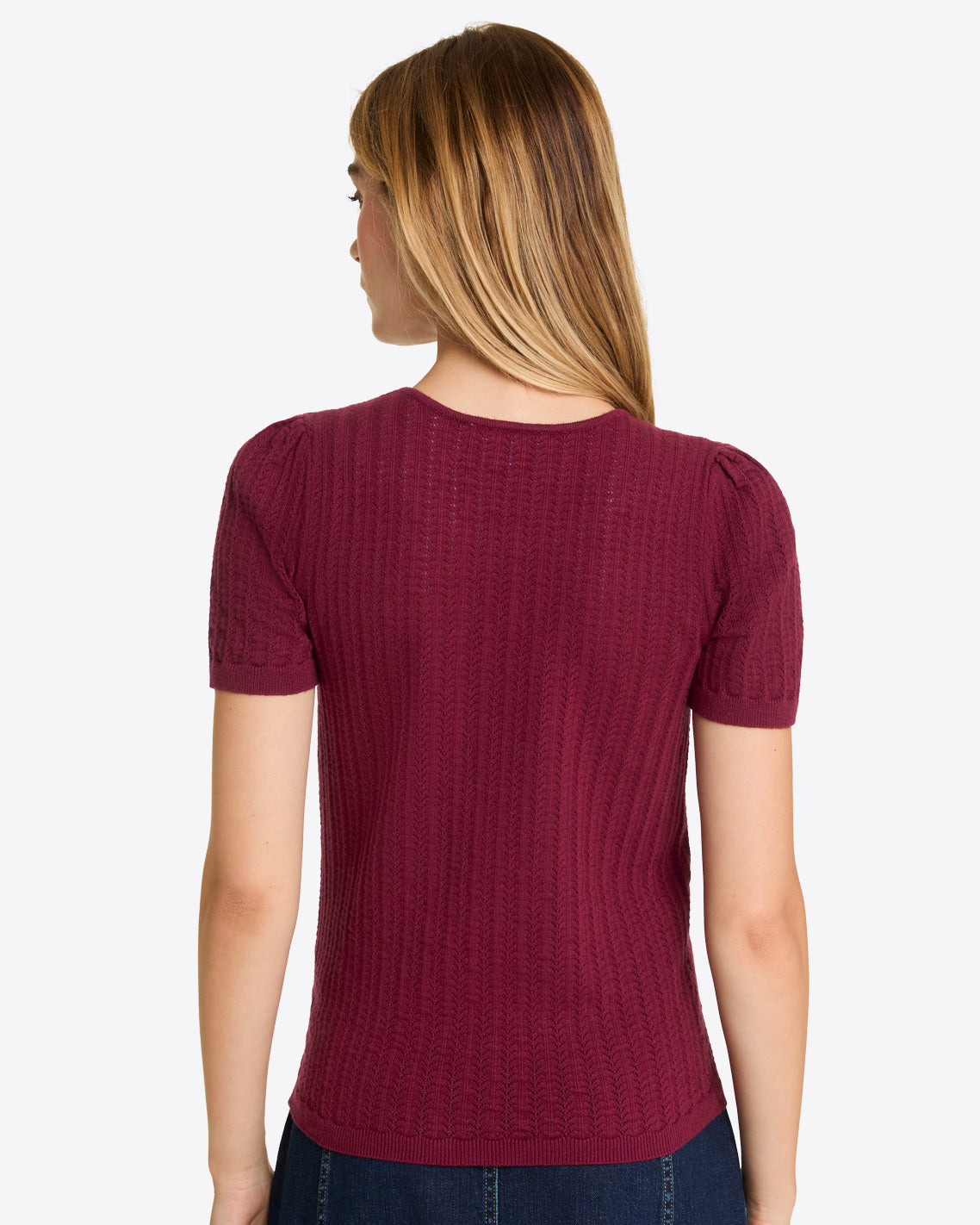 Short Sleeve Sweater Pointelle