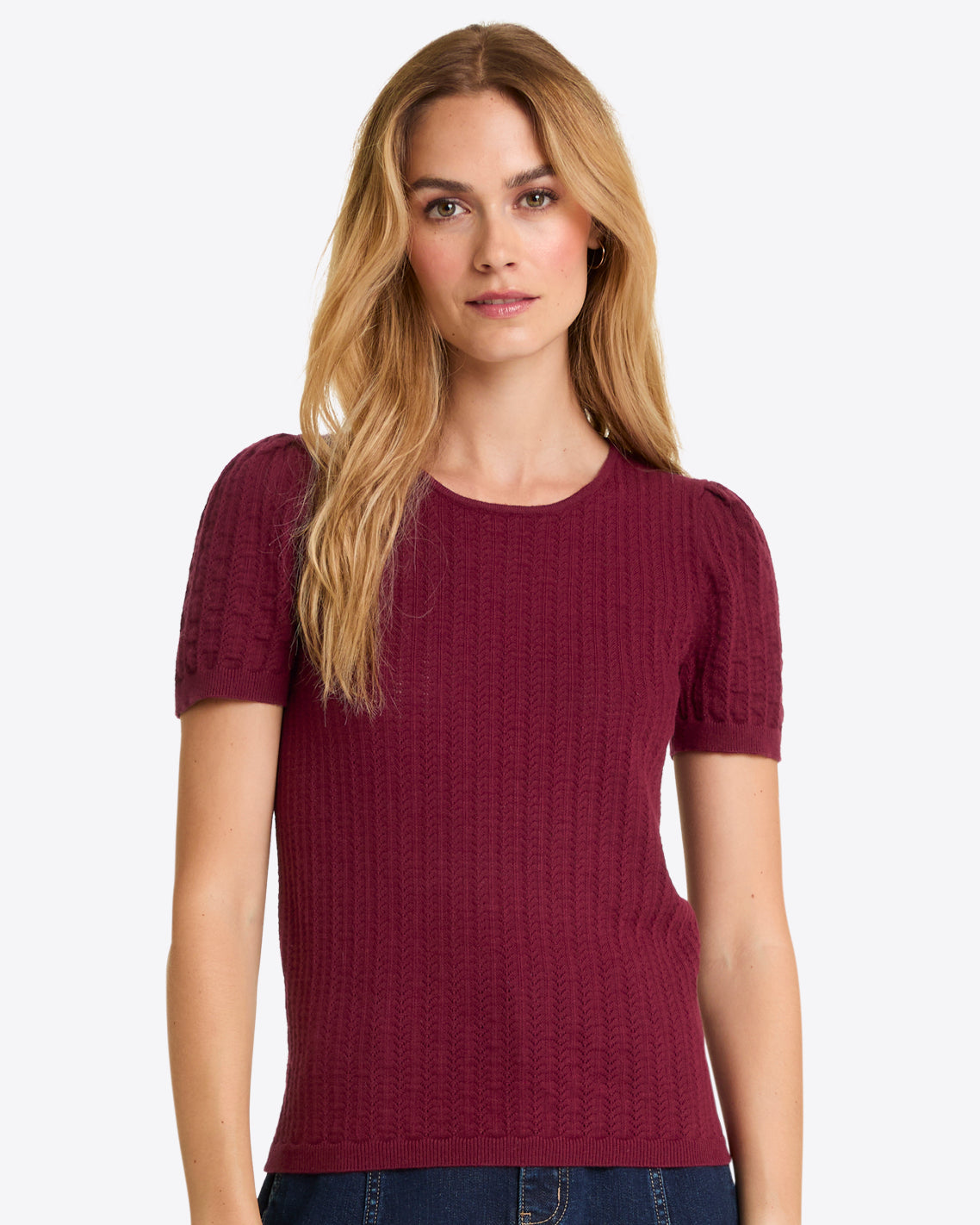 Short Sleeve Sweater Pointelle