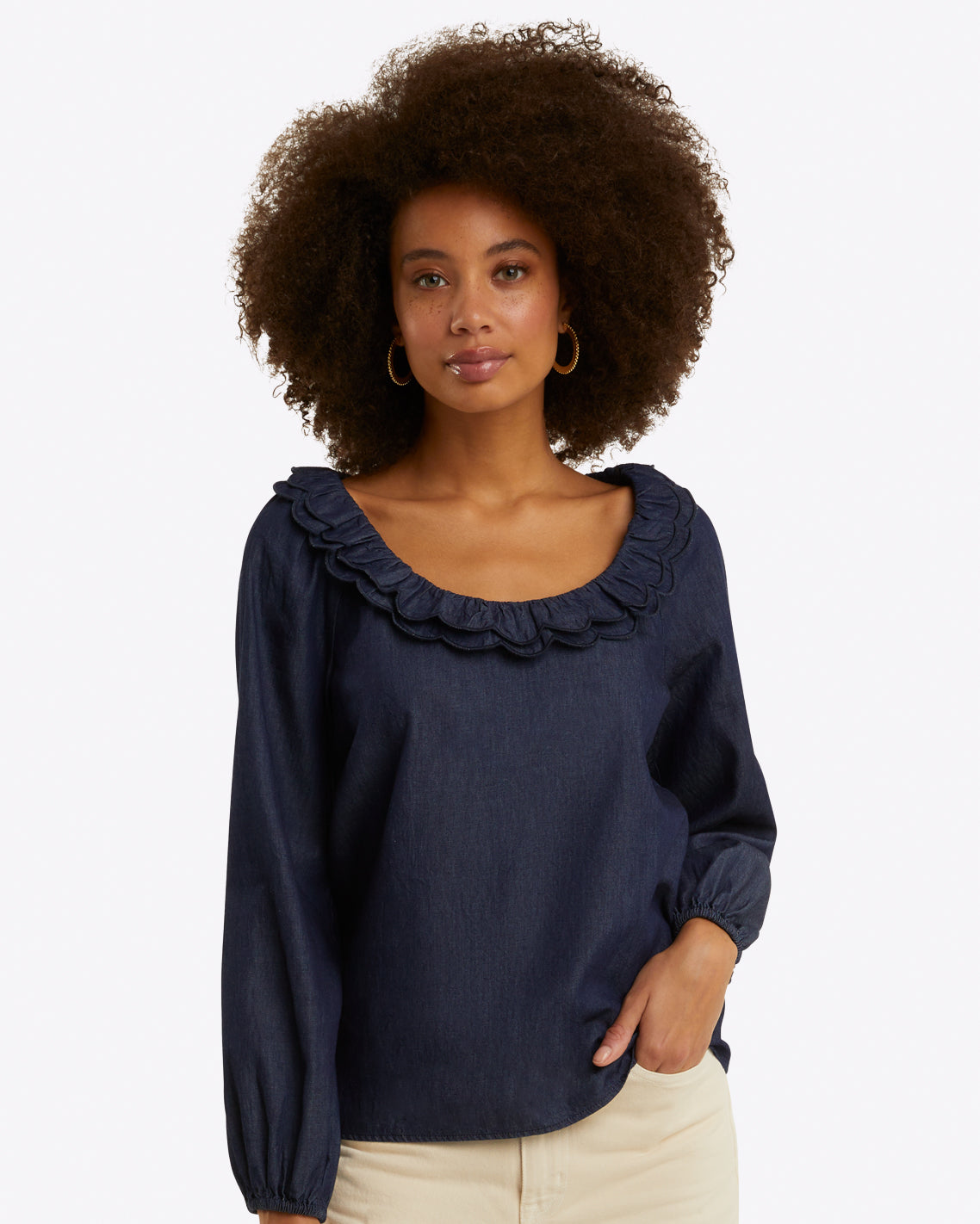 Reyna Long-Sleeve Top Chambray