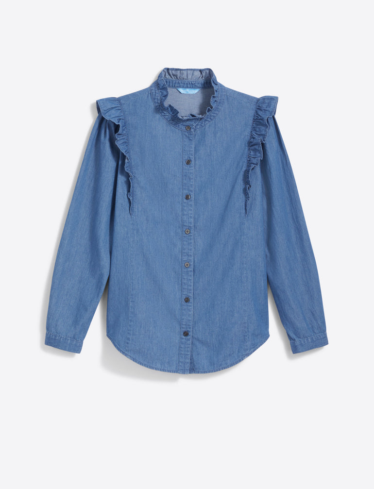 Connie Long Sleeve Top in Chambray