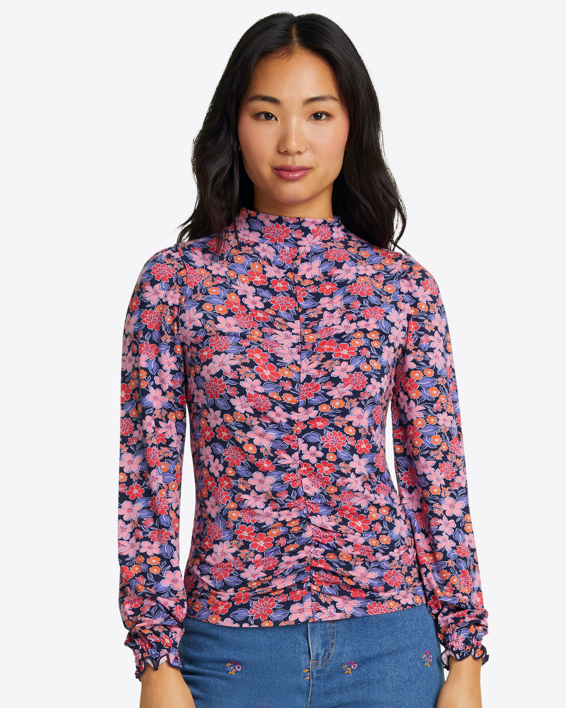 Knit Turtleneck Abstract Dahlia