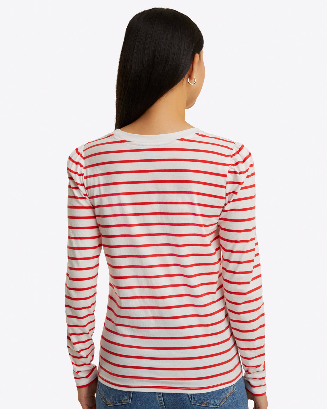 Long-Sleeve Easy Knit Top Stripe