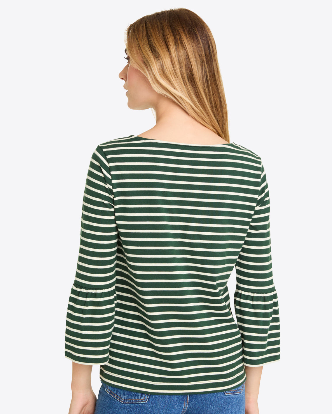 Corey Bell Sleeve Top in Green Mariner Stripe