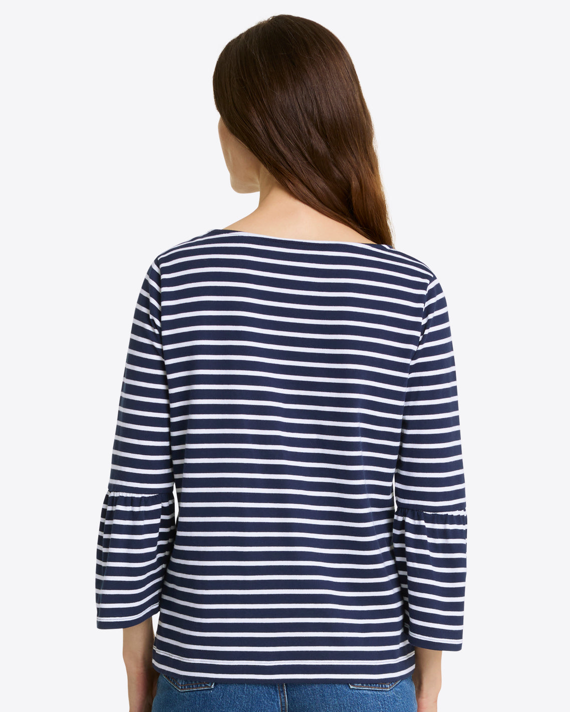 Corey Bell Sleeve Top in Navy Mariner Stripe