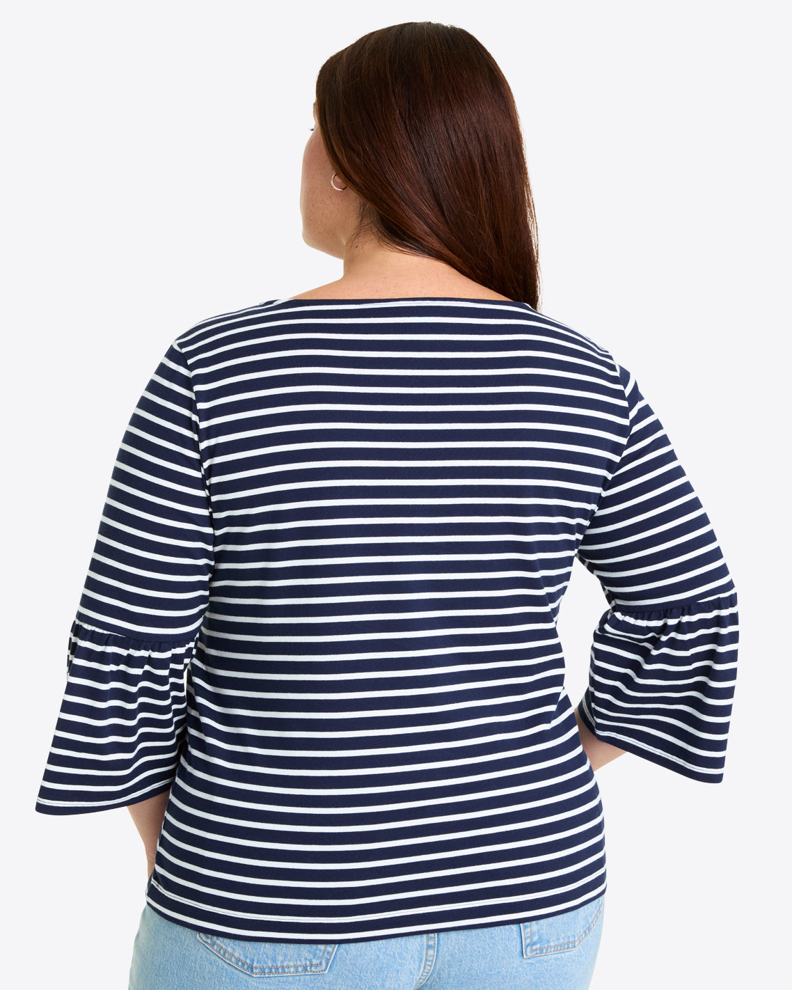 Corey Bell Sleeve Top in Navy Mariner Stripe