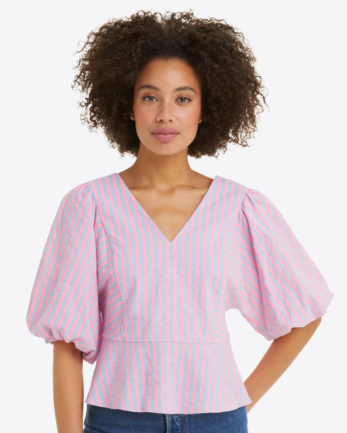 Terrie Tie Back Top Seersucker Stripe