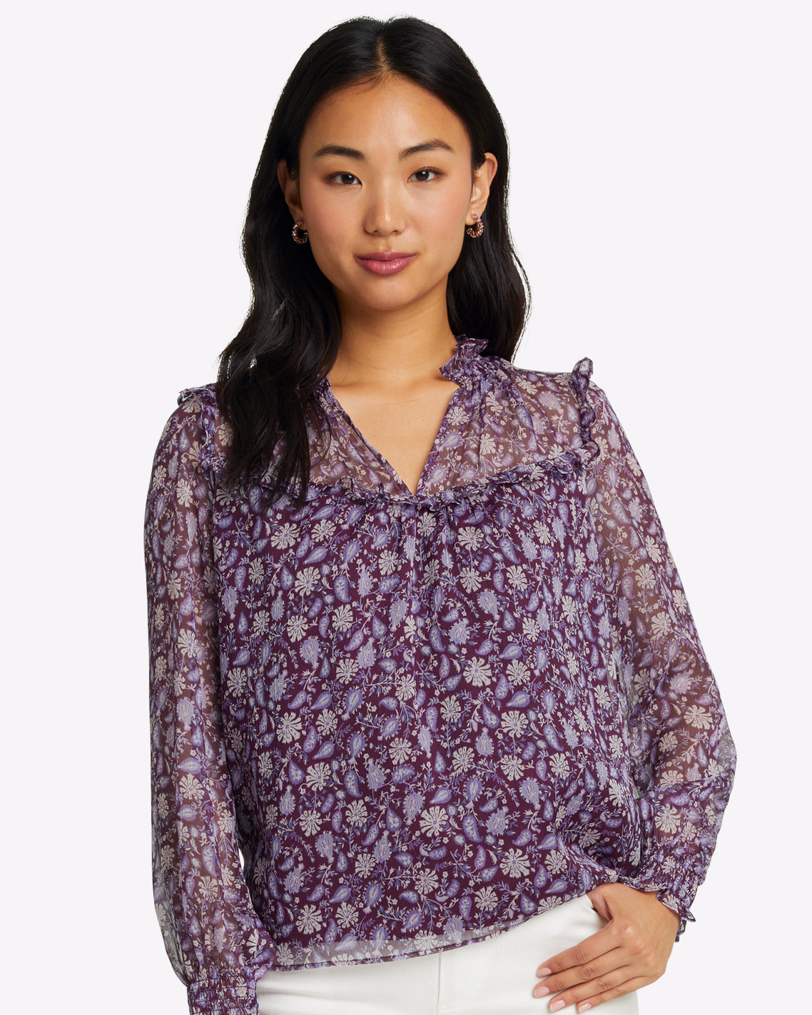 Gretchen Top in Violet Paisley