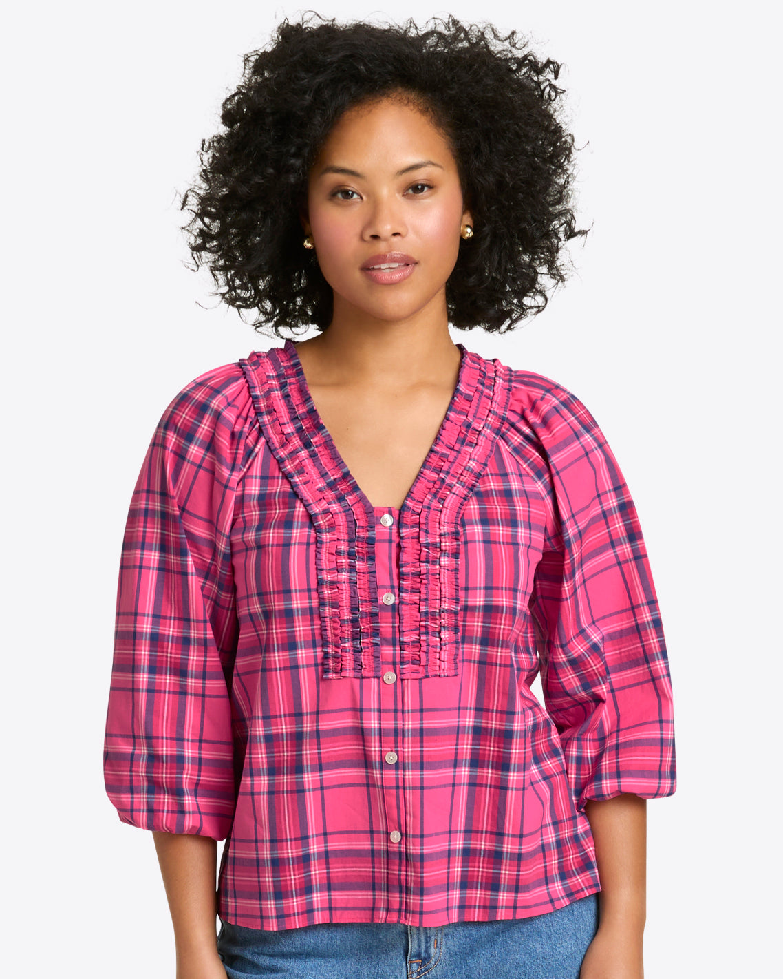 Aubrie Top Pink Angie Plaid