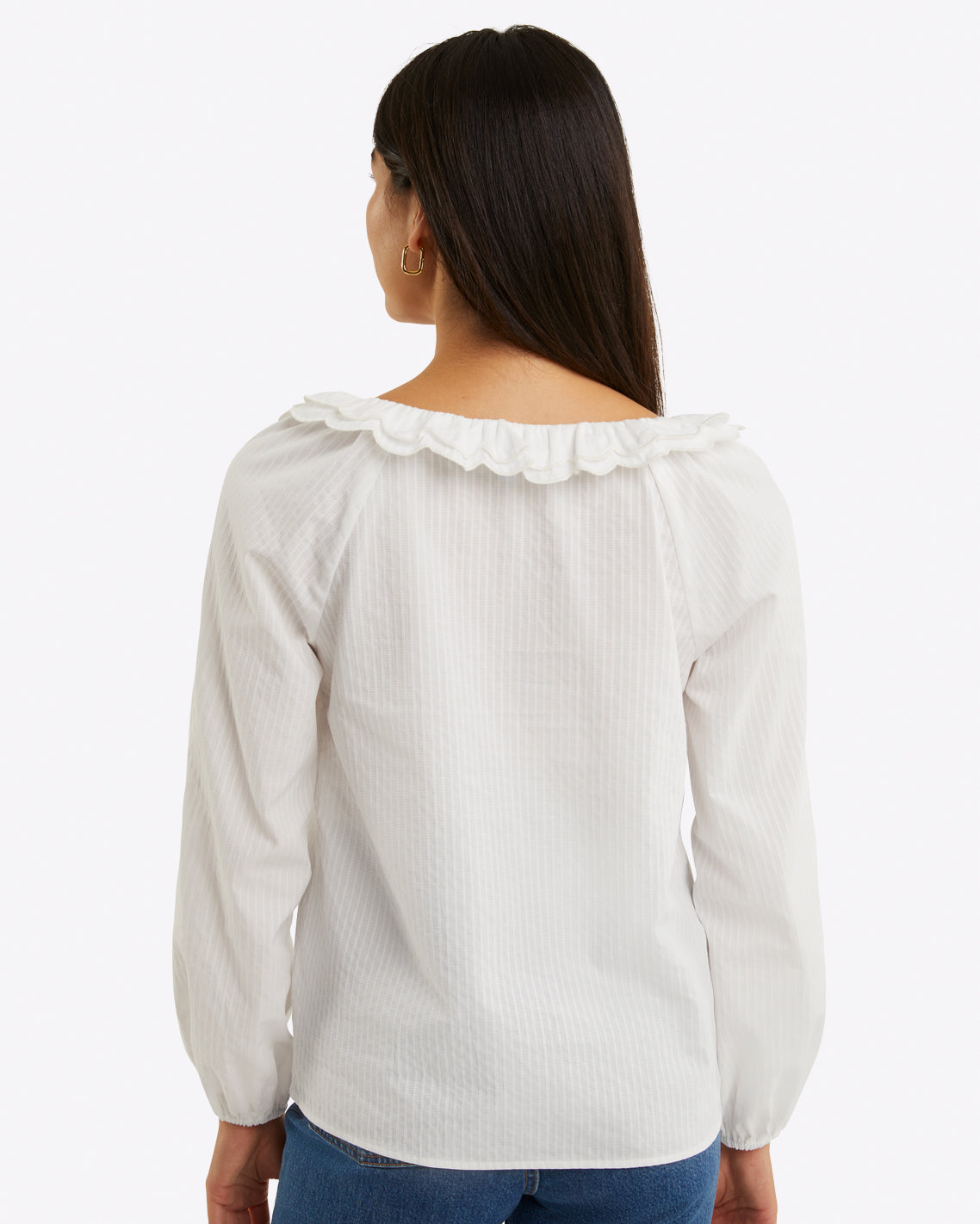 Reyna Long-Sleeve Top in Textured Shirting Stripe
