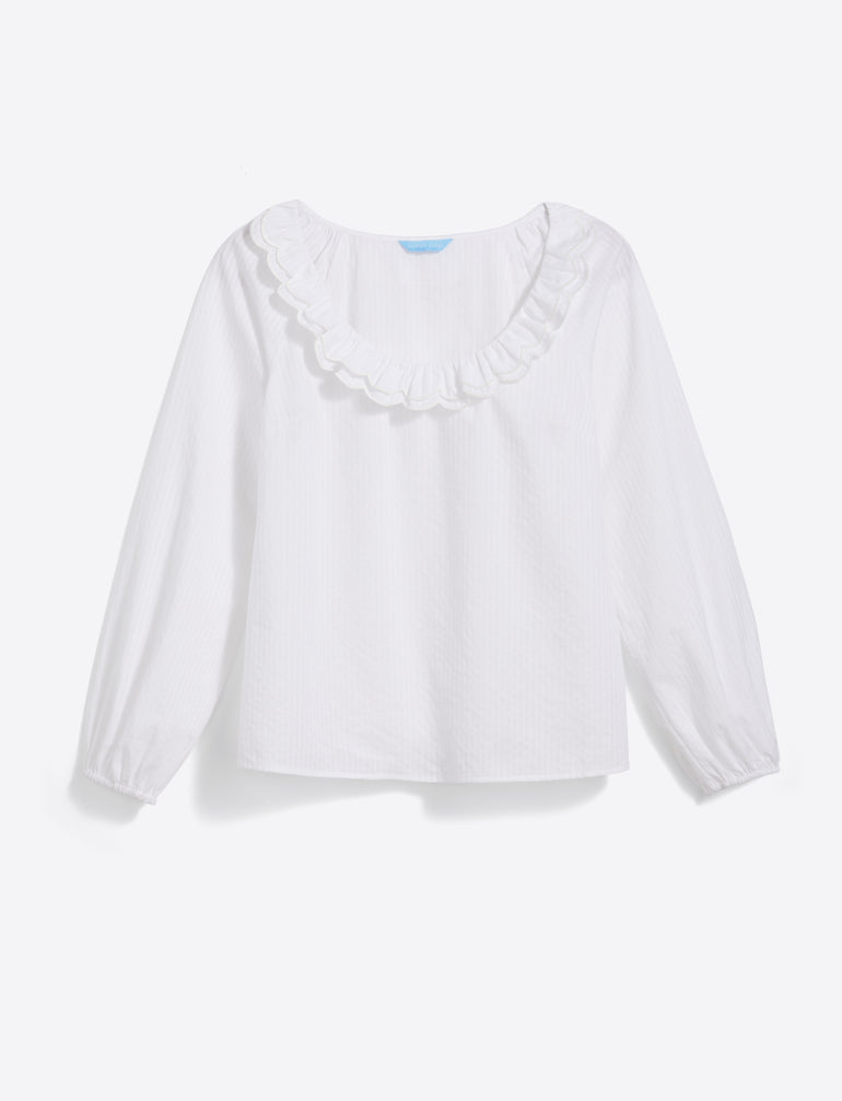 Reyna Long-Sleeve Top in Textured Shirting Stripe