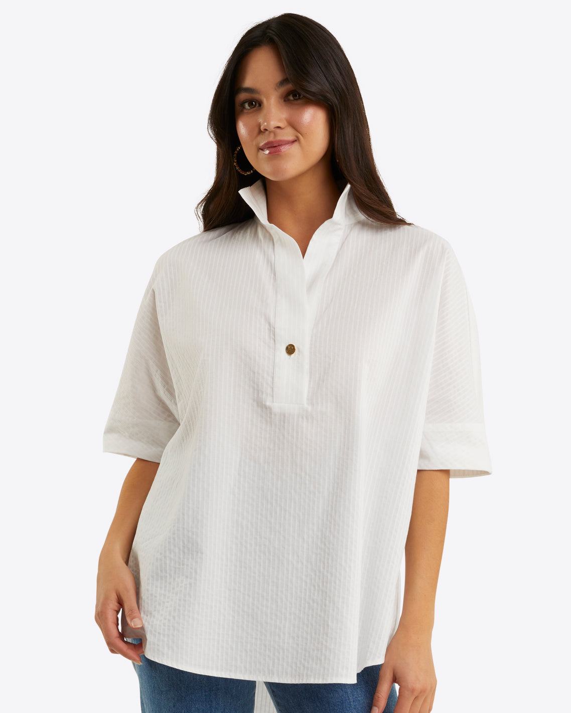 Logan Top White Shirting Stripe