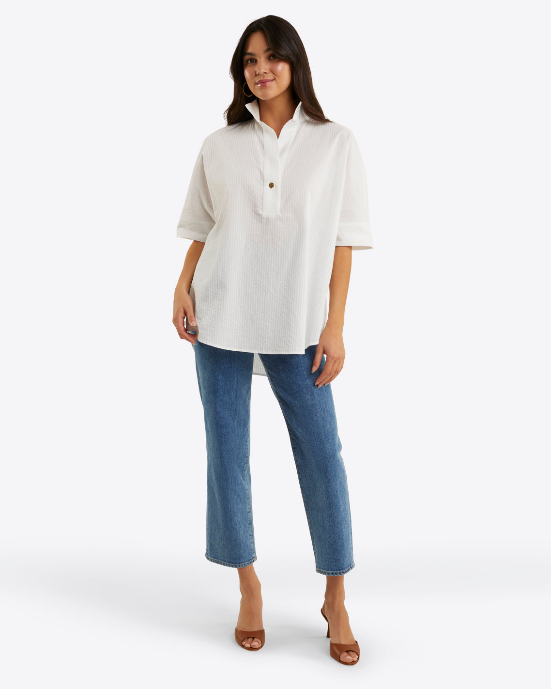 Logan Top White Shirting Stripe