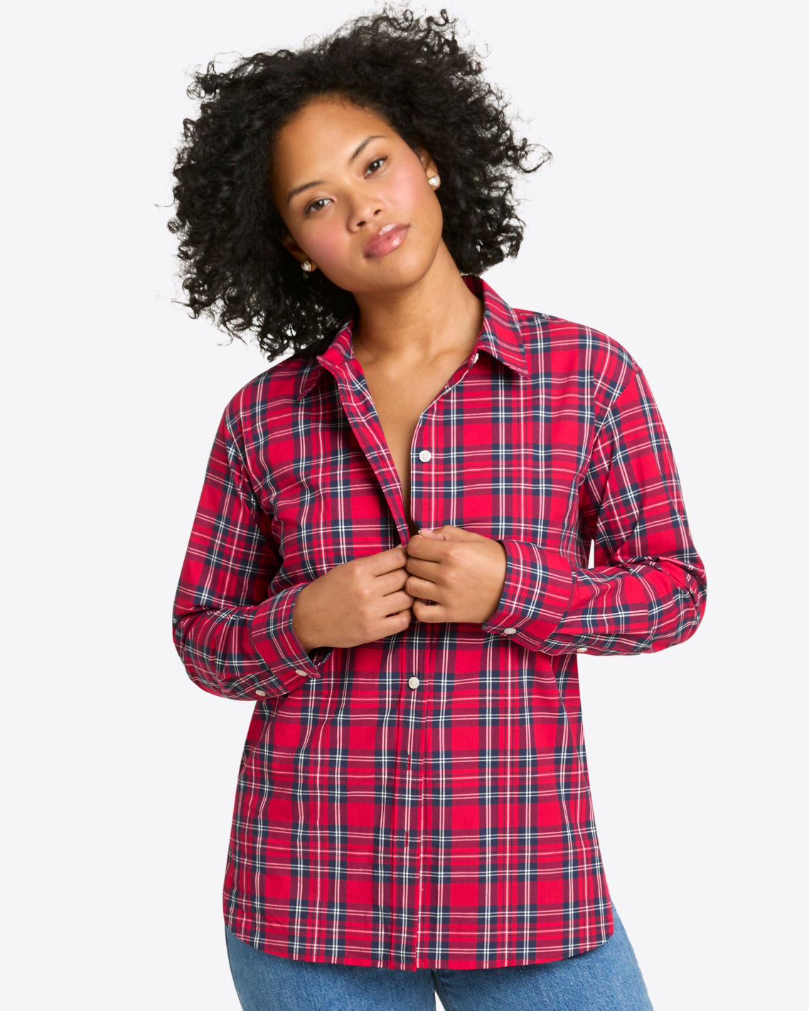 Tanner Buttondown Top in Angie Plaid