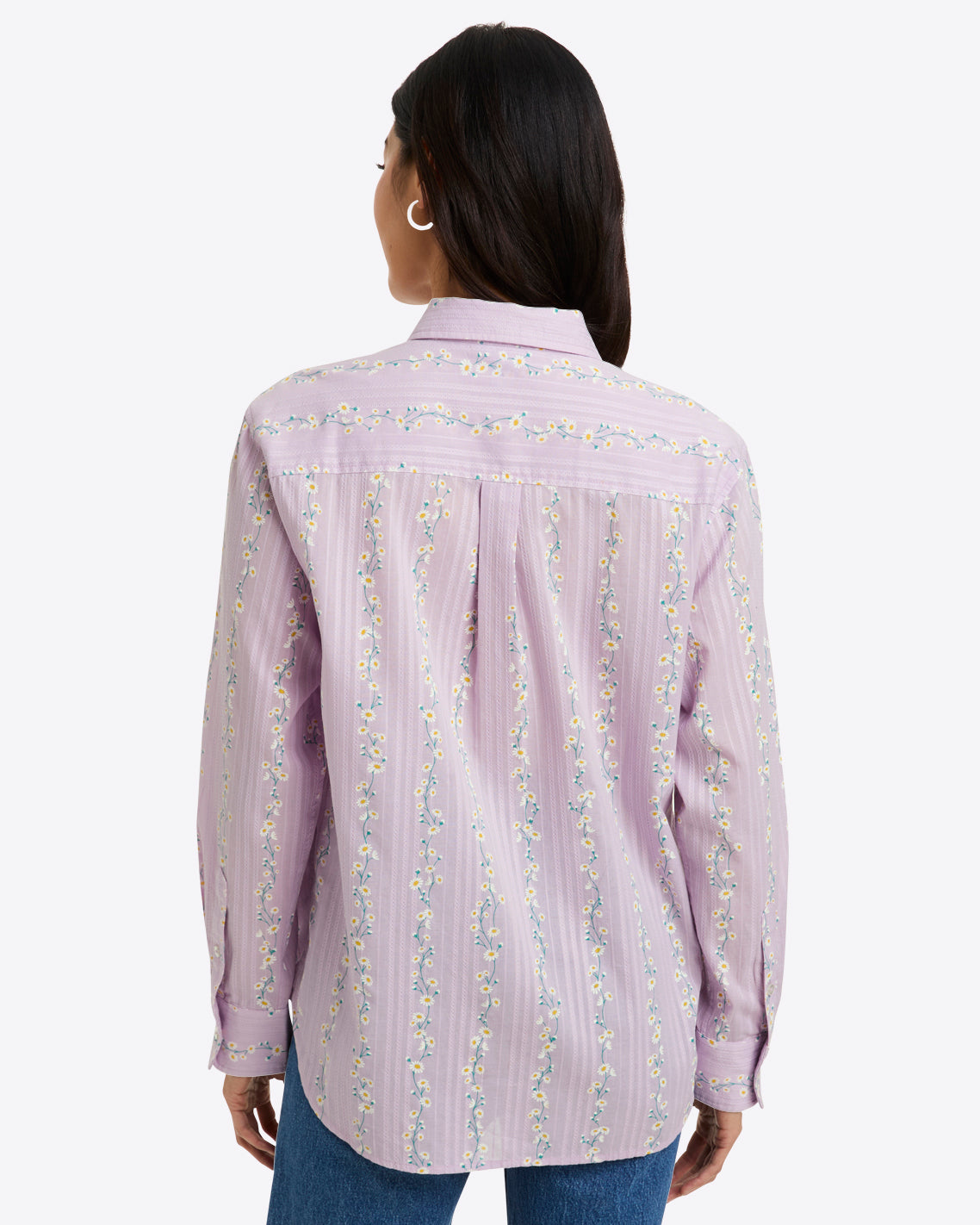 Lynn Long Sleeve Top Embroidered Cotton Dobby