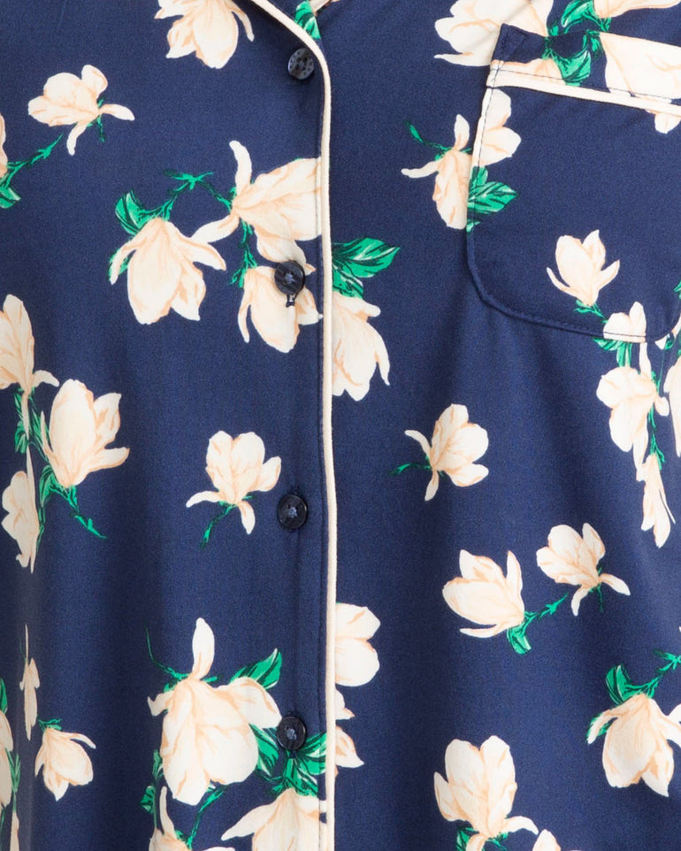 Sara Pajama Set in Navy Magnolia