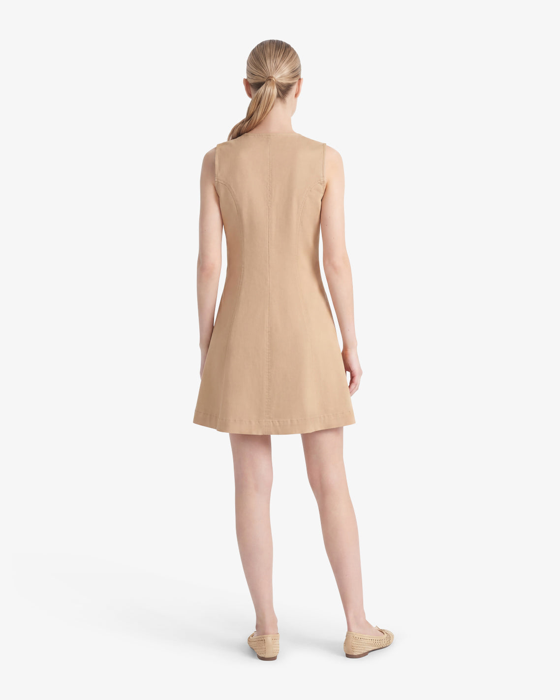 Sienna Sleeveless V-Neck Mini Dress in Croissant
