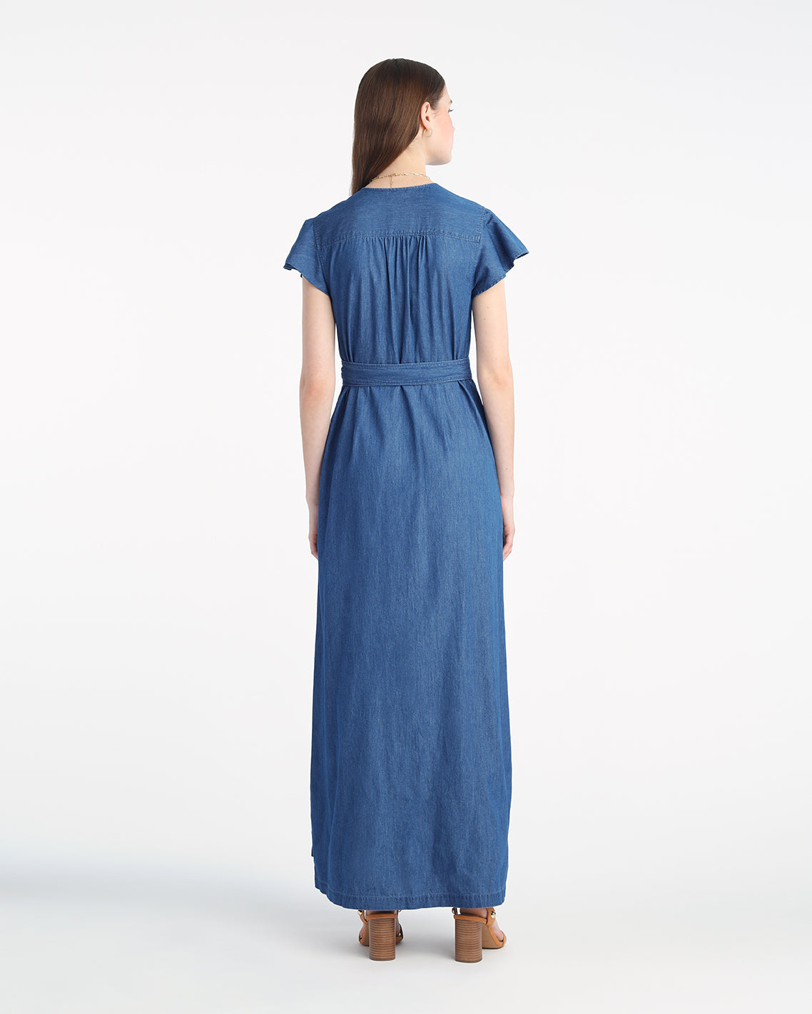 Reagan Denim Maxi Dress in Medium Wash | Color - Medium Wash / 6
