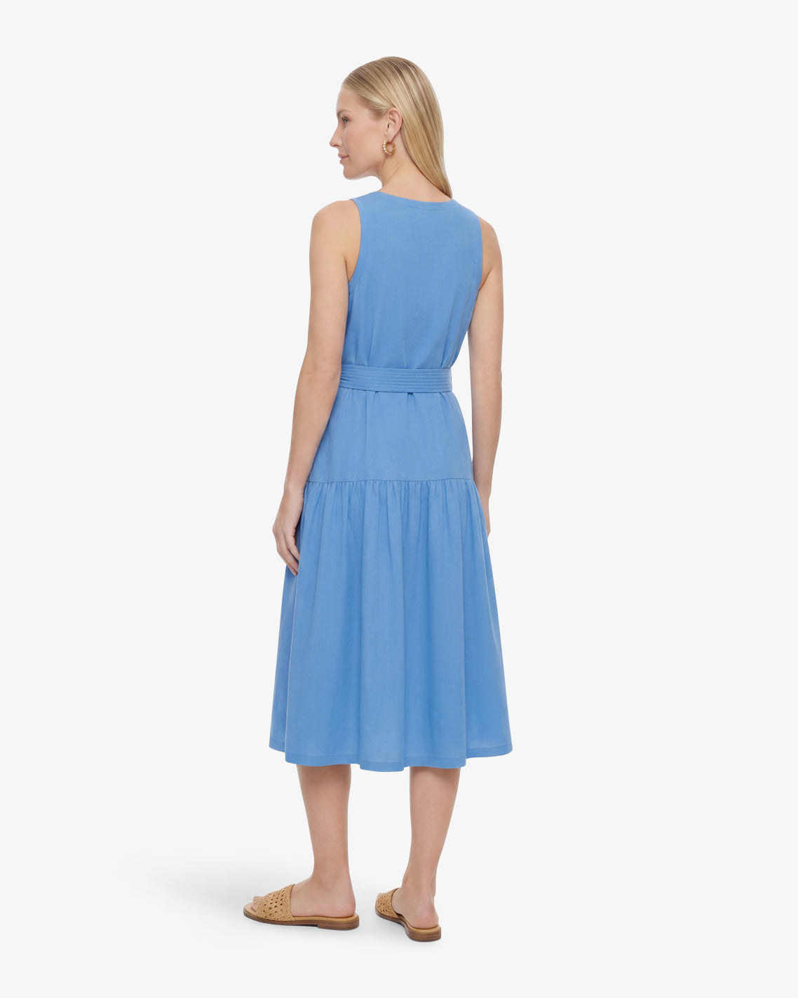 Lila Mixed Media Midi Dress in Light Blue | Color - Light Blue / L
