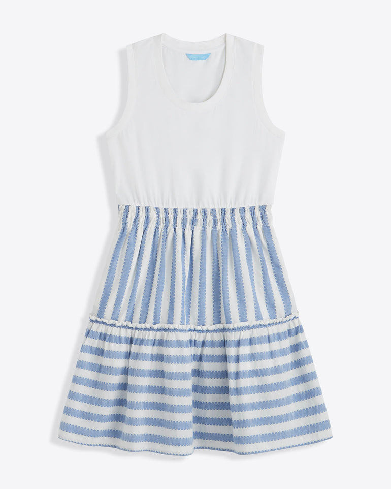Arden Mixed Media Shirtdress in Wave Stripe