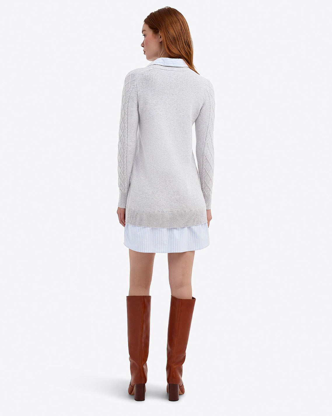 Collared Combo Sweaterdress | Color - Grey / L | Draper James Collared Combo Sweaterdress | Color - Grey / L | Draper James