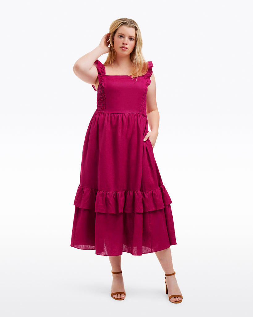 Carrie Midi Dress in Raspberry Pink – Draper James