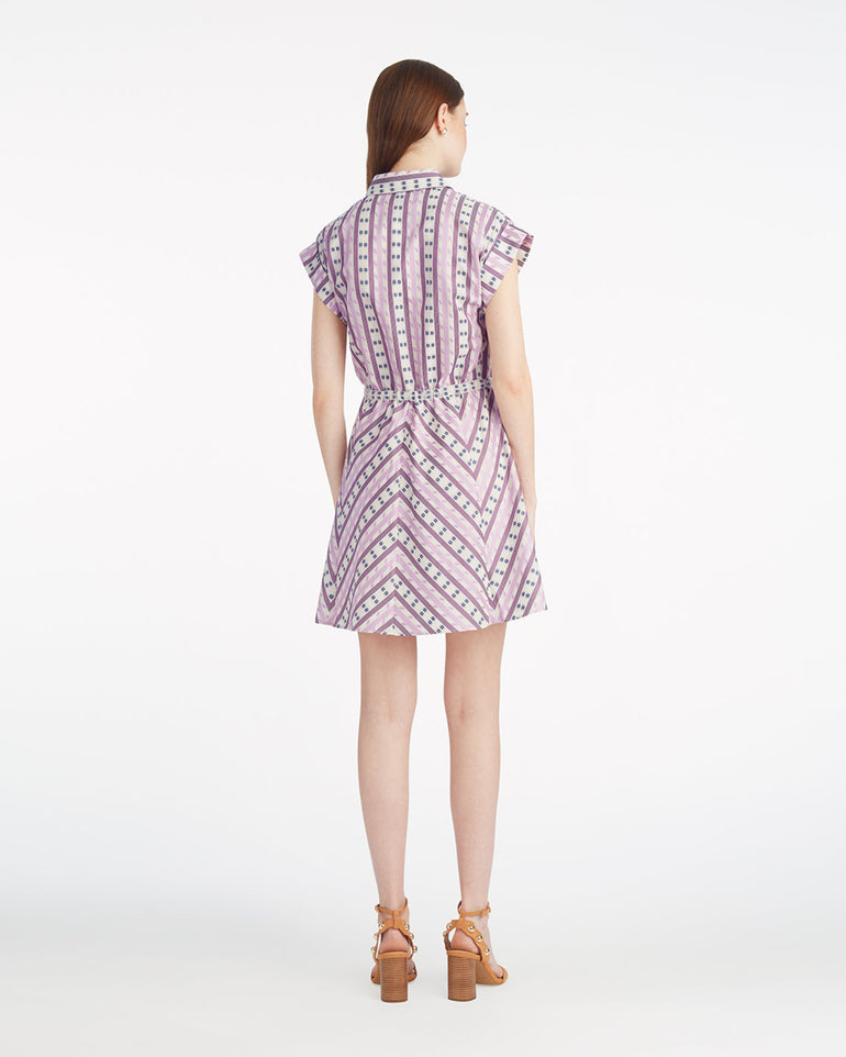 Phoebe Mini Shirtdress in Dotted Stripes Jacquard