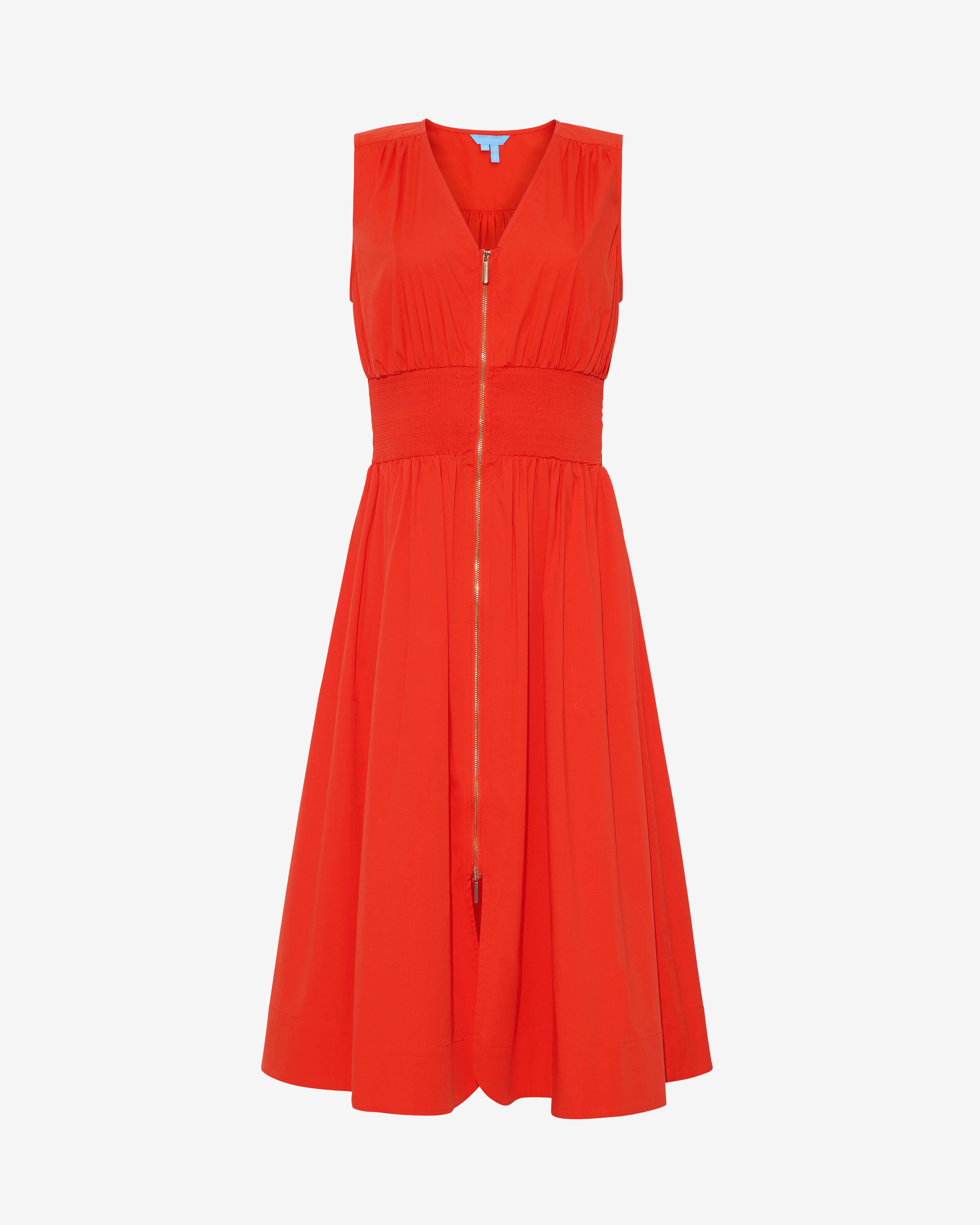 draper james red dress DRAPER JAMES Shift Dress Womens 10 Knee Length Ruffle Detail Rear Zip Red